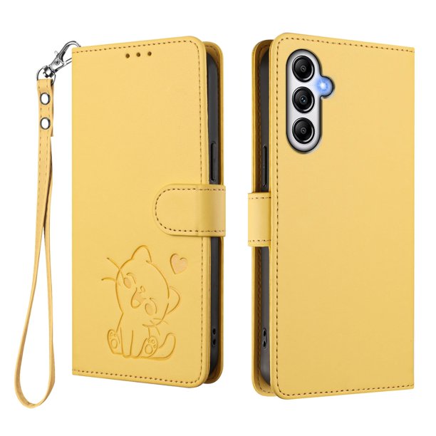 Funda Volteable tipo Billetera con Correa para Samsung Galaxy A25 5G, Amarillo