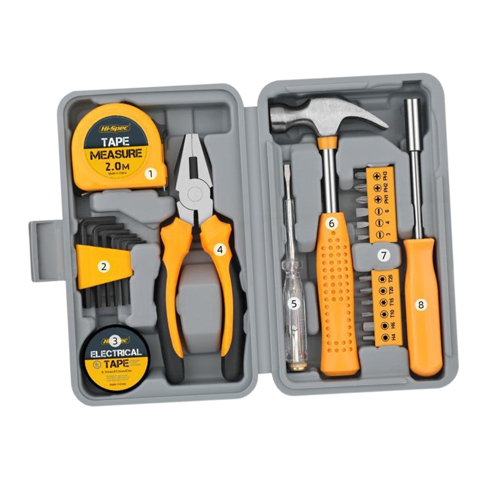 Ioensy - Juego De Combinación De Utensilio Doméstico De 24 Piezas Juego De Herramientas Manuales De Reparación Para El Hogar Versátil Amarillo