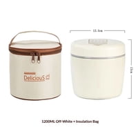 Xusx111 - Para Alimentos Calientes 1.2L Vaso Aislado De Alimentos Para Adultos, Sopa De Acero Inoxidable Thermo Boca Ancha A Prueba De Fugas Recipientes De Almuerzo Con Cuchara Para La Oficina Escolar (Beige)
