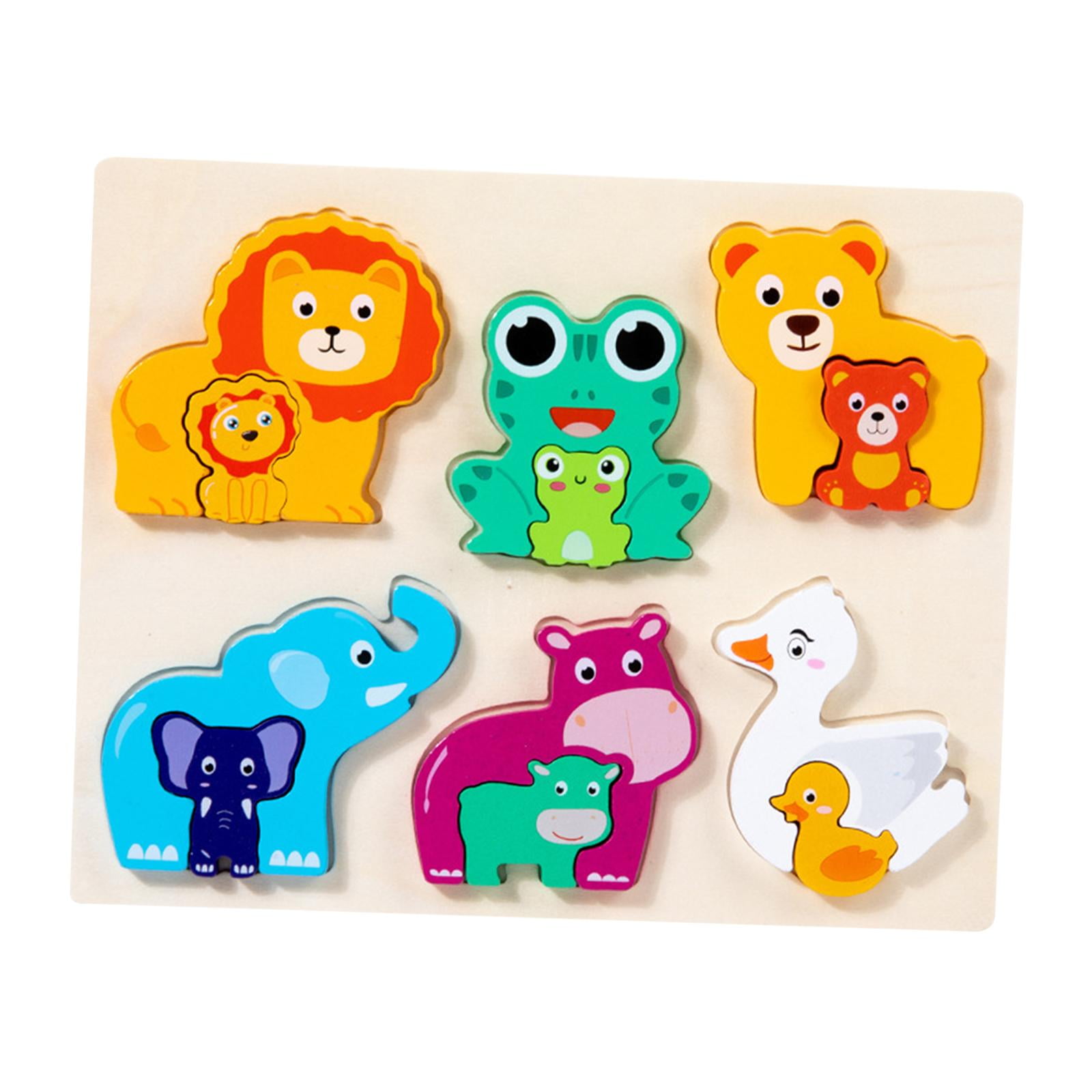 Magideal - Juegos De Rompecabezas De Madera Colores Y Formas Cognición Niños Educación Temprana Juguetes De Aprendizaje Montessori Juguetes Para Bebés De 4 Años Animal C