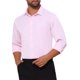 thumbnail image 4 of INSPIRE CHIC Estilo Camisa de Hombre Cuello de Punta Manga Larga Botón Color Sólido Camisa de Vestir de Negocios M Rosa, 4 of 5