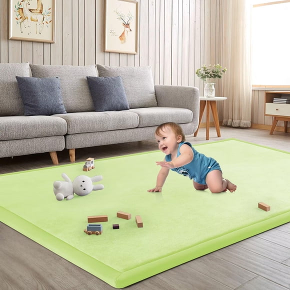 Alfombra de juego ILPEOD 200x350 cm, 3,5 cm de espuma, verde claro