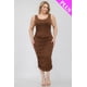 thumbnail image 4 of Vestido Midi Ajustado Sin Mangas Elástico Fruncido Y Con Escote Cuadrado En Marrón ano (talla Grande Para Mujer), 4 of 5