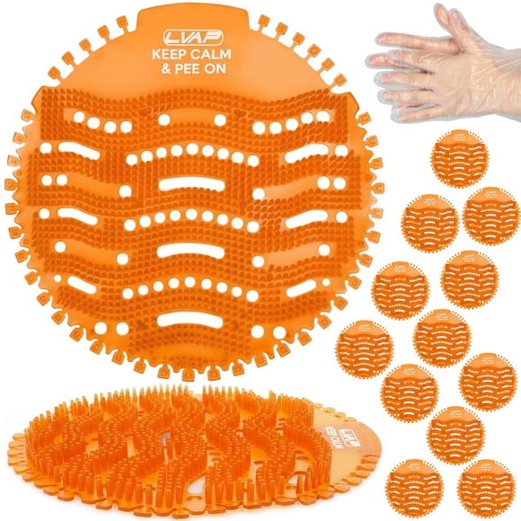 Pantallas para Urinal LVAP Paquete de 12 con Aroma a Cítricos Naranja Antisalpicaduras