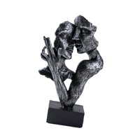 Magideal - Escultura Abstracta De Cara De Pareja Besándose, Estatua De Amante Besándose, Figura Creativa De Amor Para Estantes, Regalo De Pareja De Granja Para E Plateado Vintage