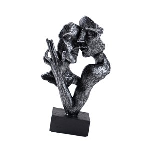 Magideal - Escultura Abstracta De Cara De Pareja Besándose, Estatua De Amante Besándose, Figura Creativa De Amor Para Estantes, Regalo De Pareja De Granja Para E Plateado Vintage
