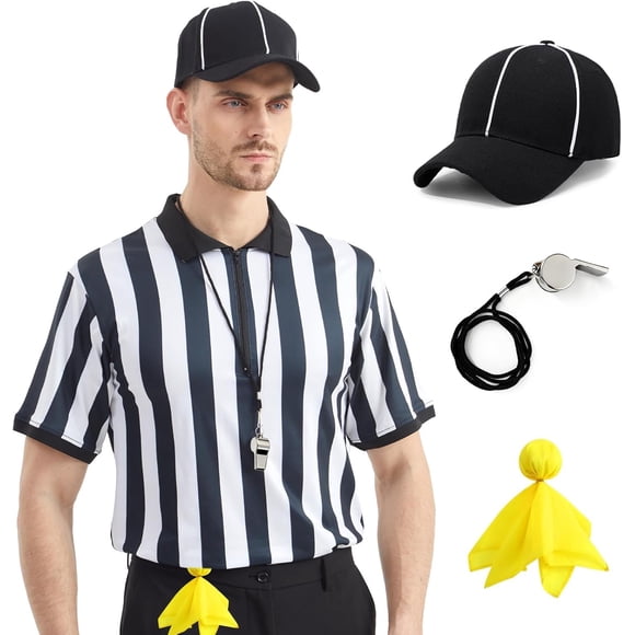 Set de camiseta de árbitro WooWee con cuello con cierre, silbato, gorra y bandera