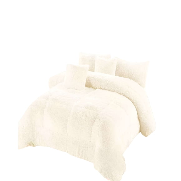 Cobertor Peludo Con Chiporro 2 Plazas 230x250cm Color Blanco Invierno