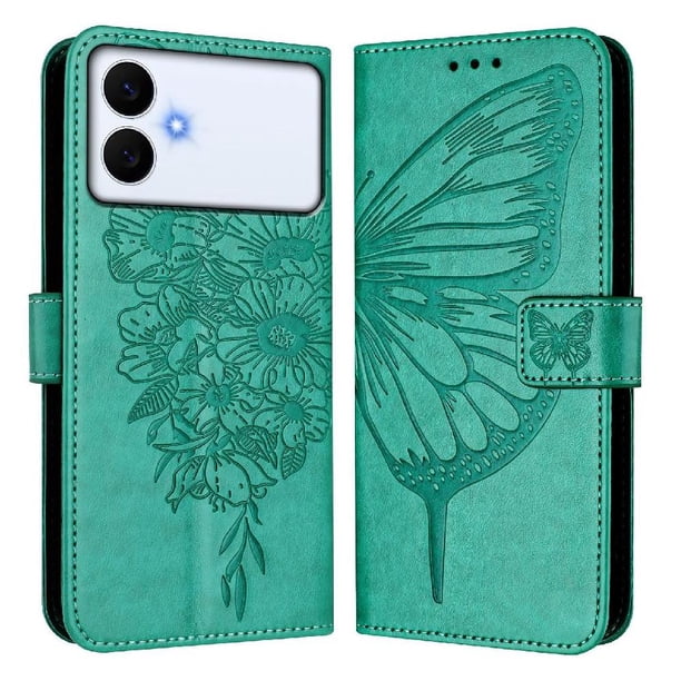 Funda cartera mariposa para Samsung Galaxy S26 Edge con soporte y ranuras para tarjetas Verde