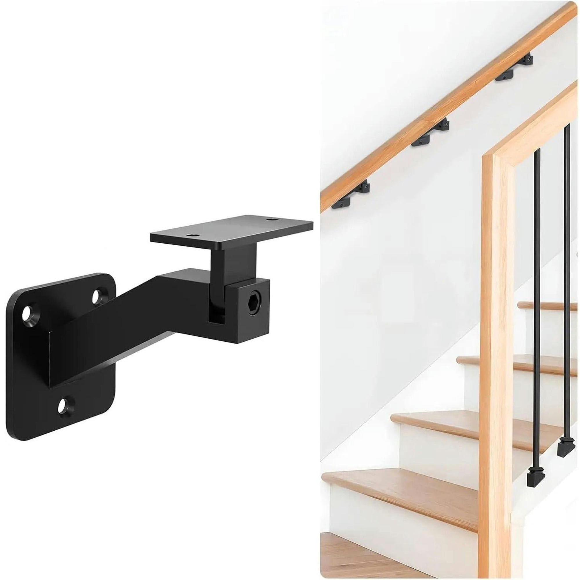 Genérico - Soporte Pasamanos De Escalera Ajustable Metálico Negro
