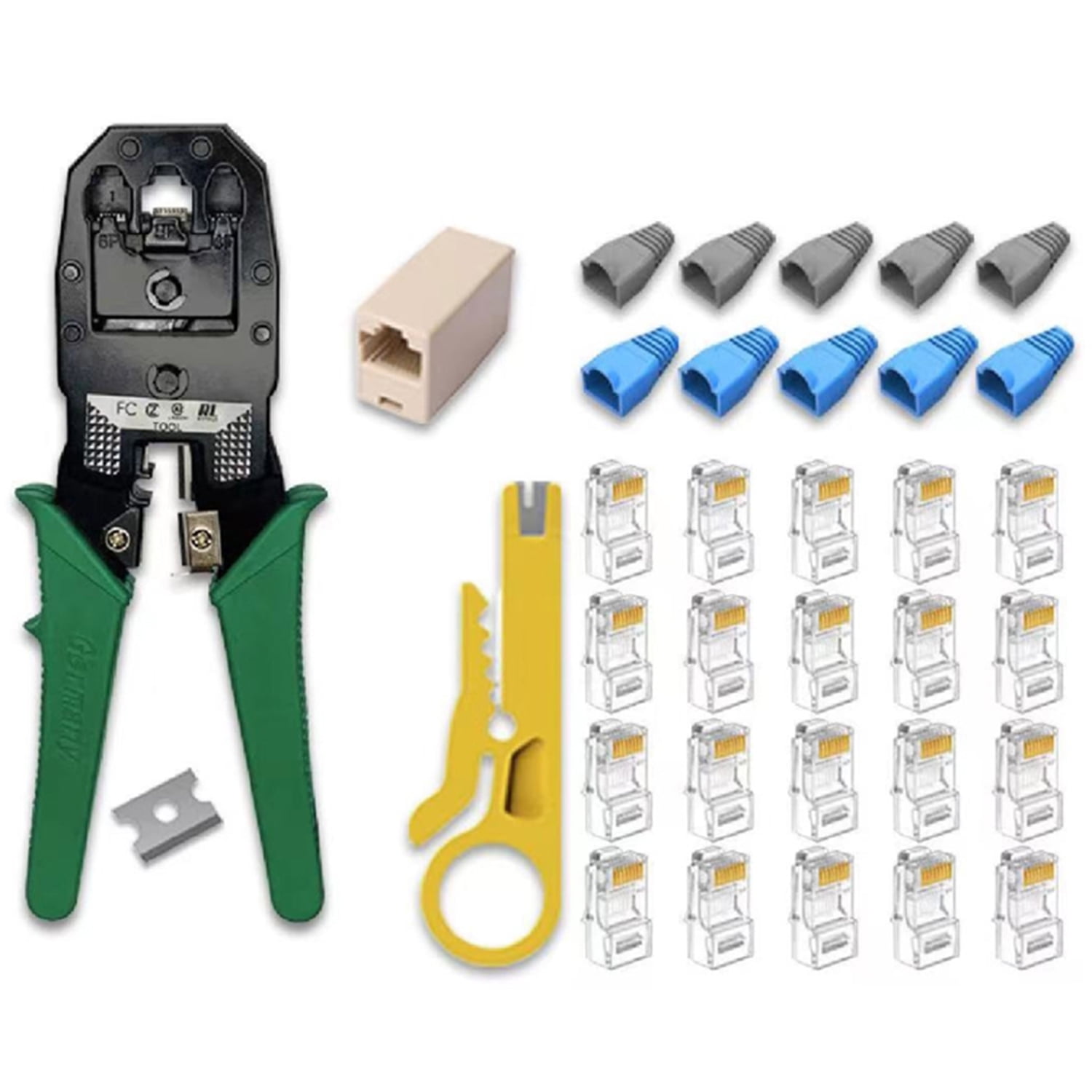 Newo - Crimpeadora Cable De Red Con Pelacables Rj45 Y Capuchones Kit