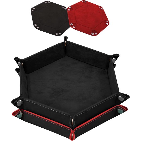 SIQUK 2 bandejas para dados de cuero PU, plegables hexagonales