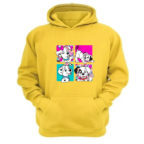 Genérico - Polerón Canguro 101 Perritos Manchas Amarillo Talla M Unisex