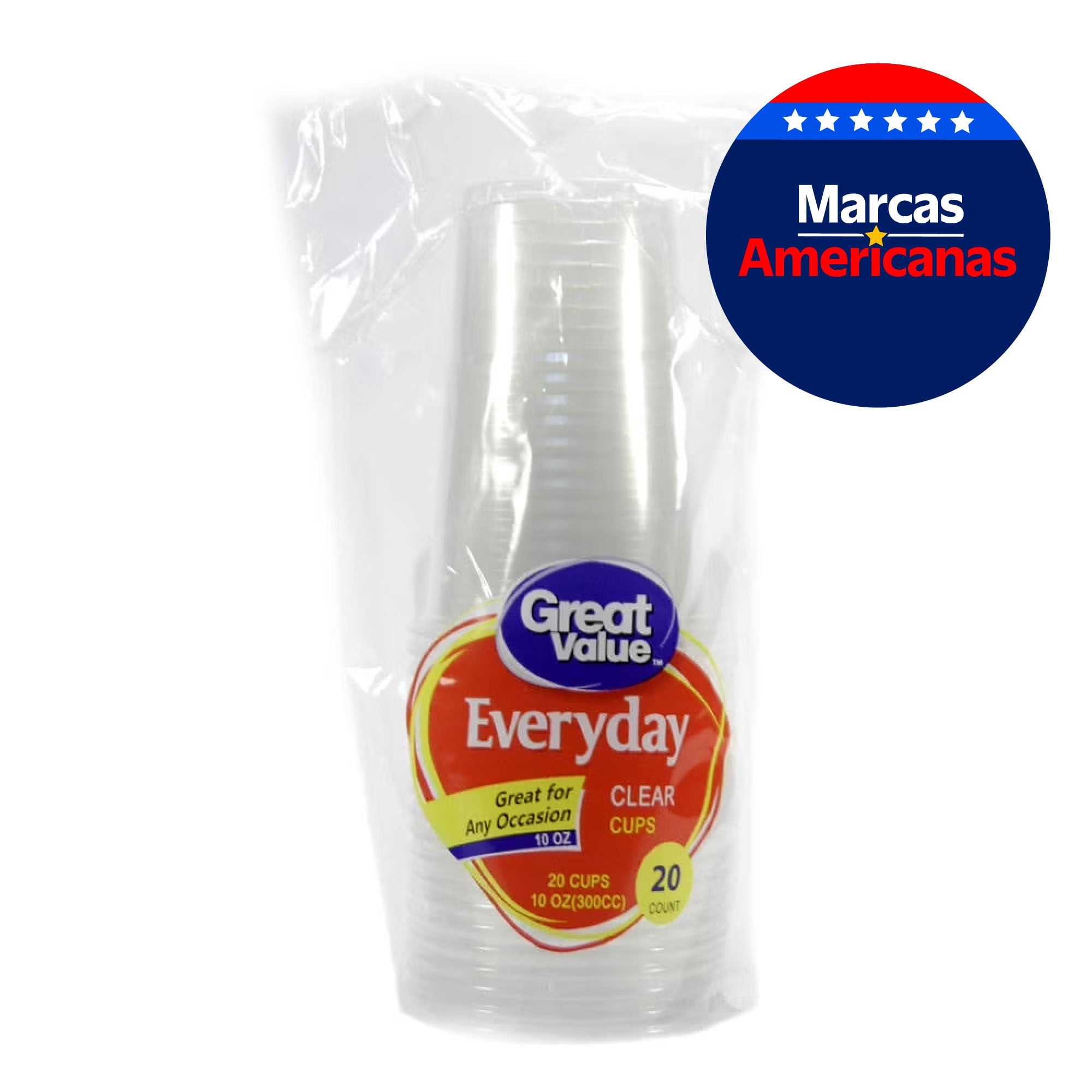 Set De 20 Vasos Plásticos Trasparente 300cc 1 Un Great Value