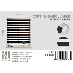 Mundo Shopping - Cortina Enrrollable Duo Color Negro 140X200Cm Iii Musas