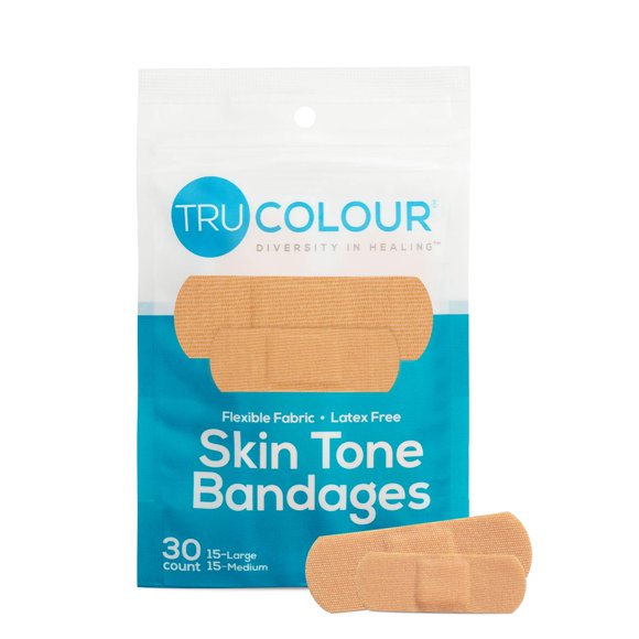 Vendajes Skin Tone Tru-Colour, 30 unidades, impermeables, sin látex