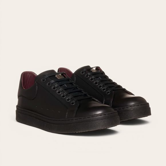 Zapatilla Alexander de Cuero Natural Nevado OLKI - Black blanco 40