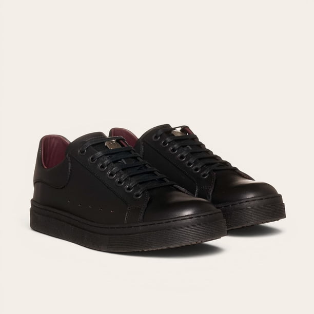 Zapatilla Alexander de Cuero Natural Nevado OLKI - Black blanco 42