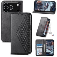 Funda Flip Foxdock Para Iphone 17 Pro Max , Estilo Billetera Con Diseño Rombo, Correa De Mano Y Soporte, Uso Diario