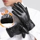 thumbnail image 4 of Guantes de cuero negro de invierno para hombre, para conducir, de piel de oveja auténtica, cálidos y forrados con forro polar., 4 of 8