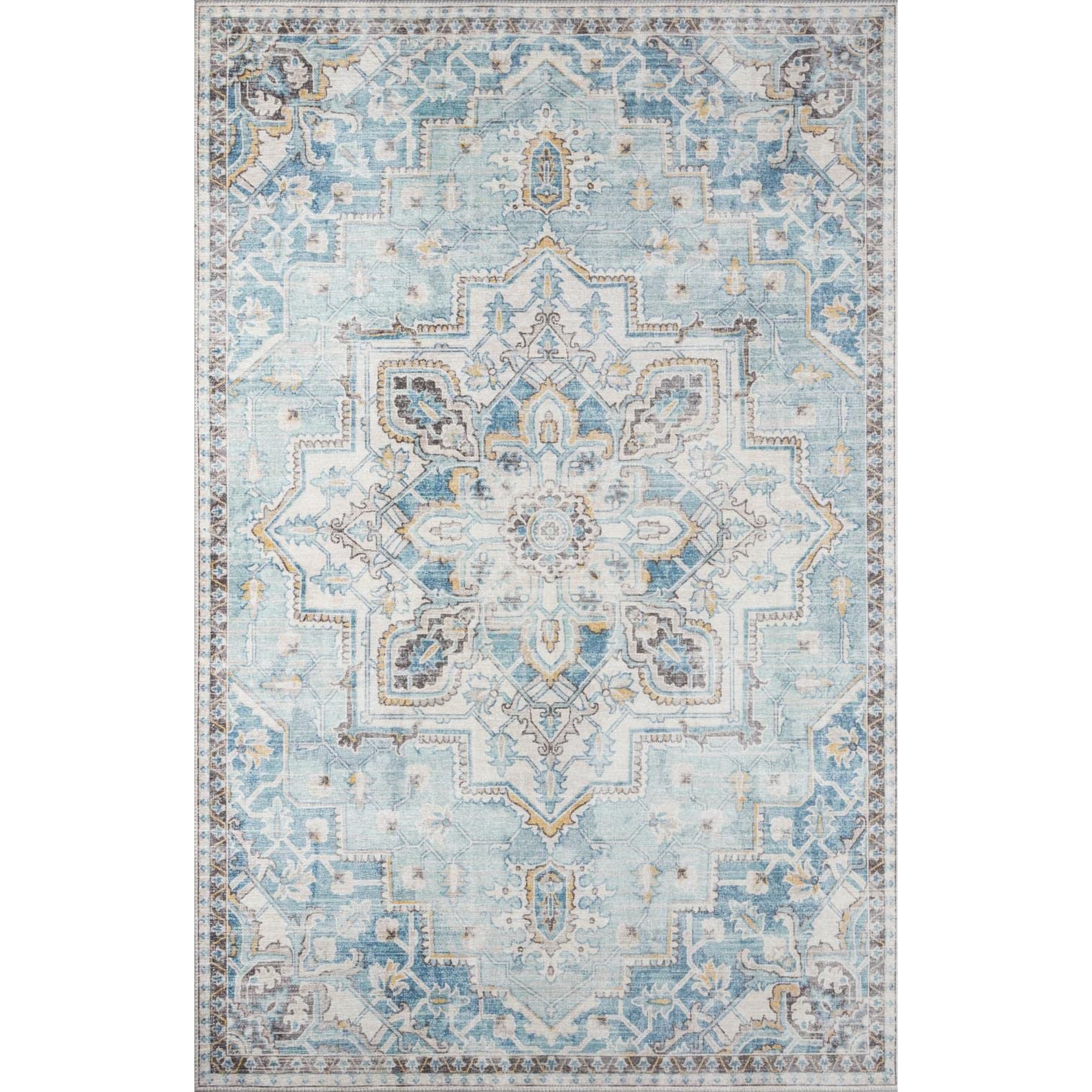 Alfombra Momeni Afshar Afs32 De Poliéster, 60 X 90 Cm, Color Azul Claro