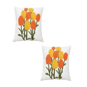 Genérico - Pack De 2 Fundas De Cojin Bordadas 45X45Cm Blanco 01