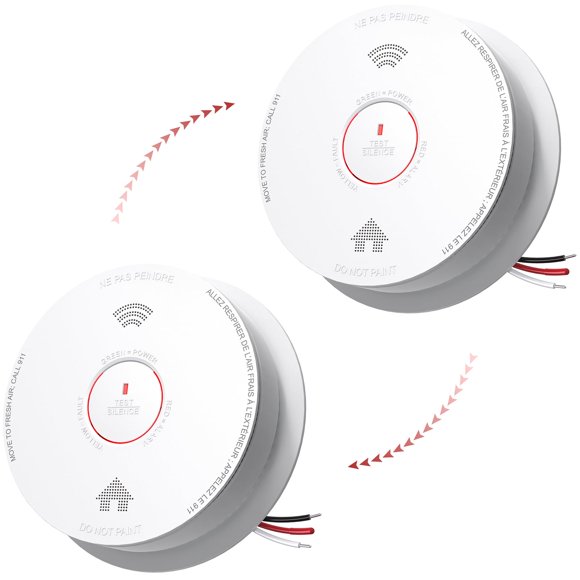 Detector de Humo y Monóxido de Carbono SITERWELL Pack de 2 con Alerta de Voz