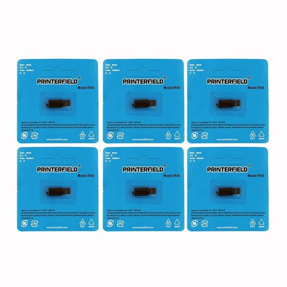 Printerfield Paquete de 6 cintas de tinta compatibles para calculadora con impresora IR40 IR-40 para XE-A101, XE-A102, XE-A106, XE-A110 y XE-A120, rodillo de tinta para caja registradora - negro