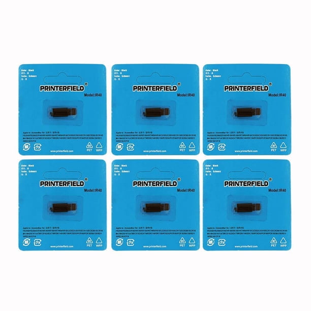 Printerfield Paquete de 6 cintas de tinta compatibles para calculadora con impresora IR40 IR-40 para XE-A101, XE-A102, XE-A106, XE-A110 y XE-A120, rodillo de tinta para caja registradora - negro