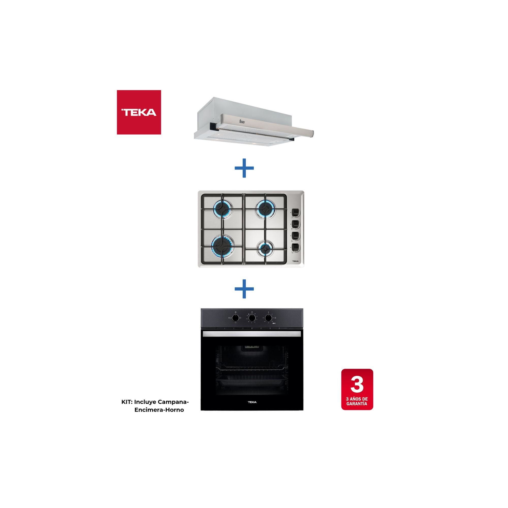 Teka - Horno Empotrado Electrico Hbb 510 Bk Negro 67 Litros + Encimera A Gas Licuado + Campana