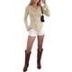 thumbnail image 2 of INSPIRE CHIC Blusa de Punto Ajustada Asimétrica de Mujer Y2K con Cuello de Cisne y Mangas Largas de Trompeta Camisas de Primavera Otoño para Salir Grande Caqui, 2 of 6