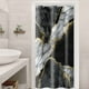 thumbnail image 1 of 1pc Luxury Gray Golden Marble Shower Curtain Set - Waterproof, Washable, and Standard Size for Bathtub - Includes 12 Plastic Hooks, 1 of 5