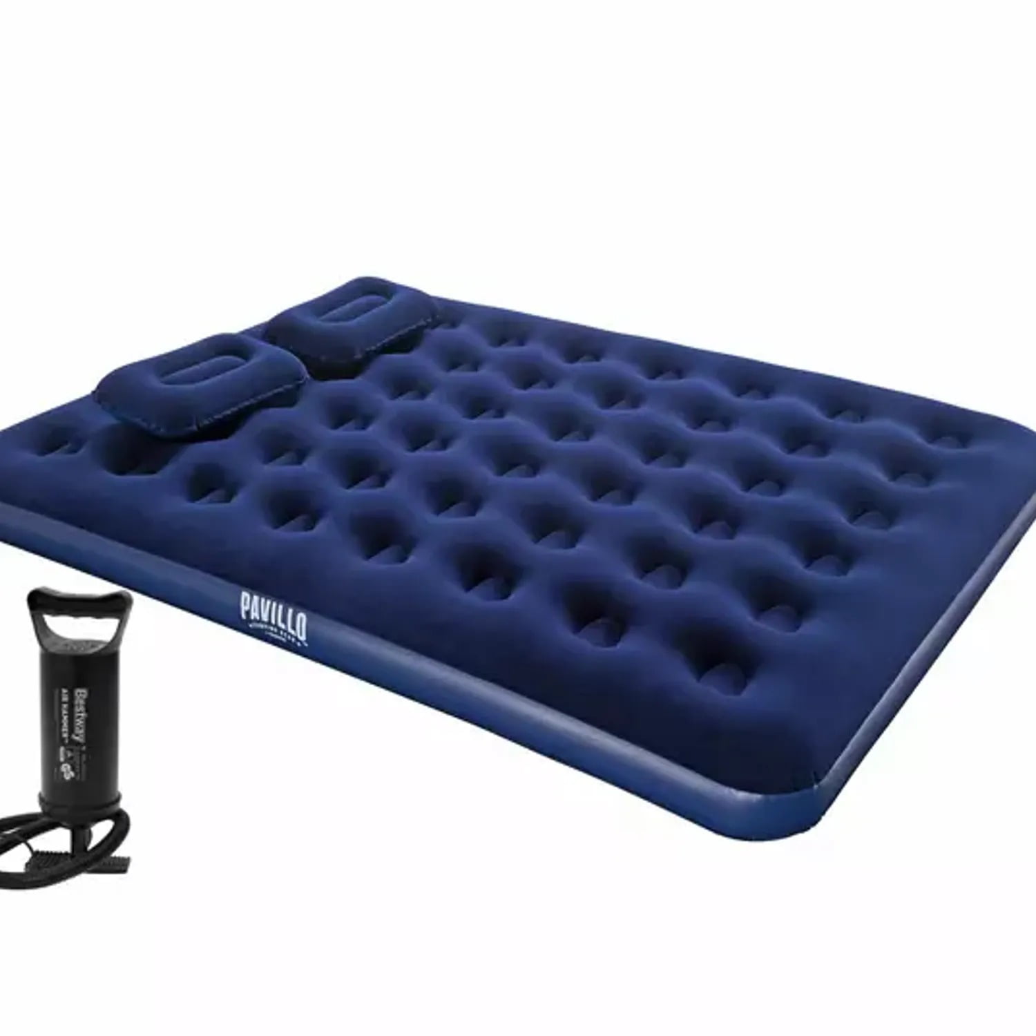 Colchón Inflable Bestway Pavillo 2plazas +almohada +inflador Azul