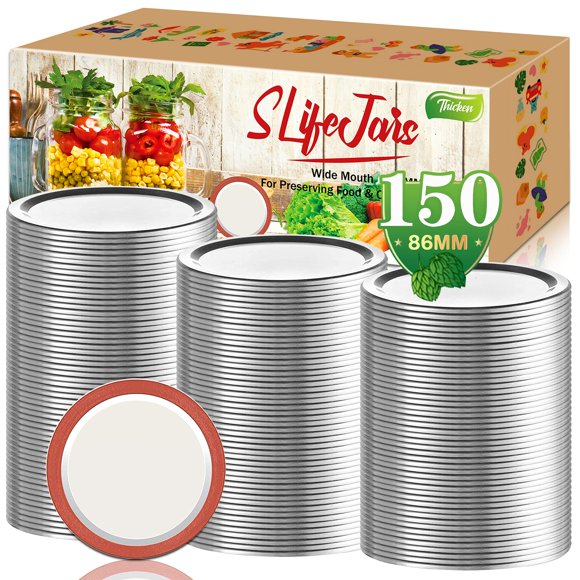 Tapas para Conservas SLifeJars de Boca Ancha 150 uds 86 mm Plateado