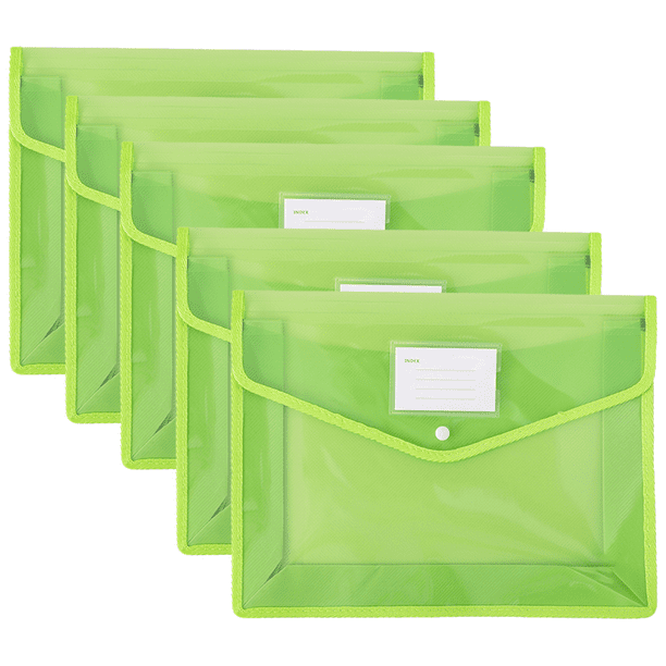 Paquete de 5 carpetas de archivo expandibles de gran capacidad con cierre a presión y ranura para tarjetas de identificación.