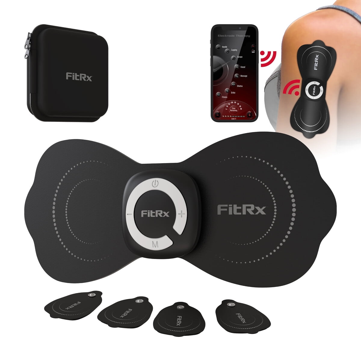 Fitrx - Masajeador Tens Inalámbrico Recargable Electrodos