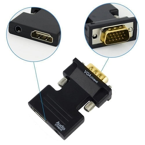 Adaptador HDMI a VGA y Audio Plug Jack 3,5 Convertidor a HDMI