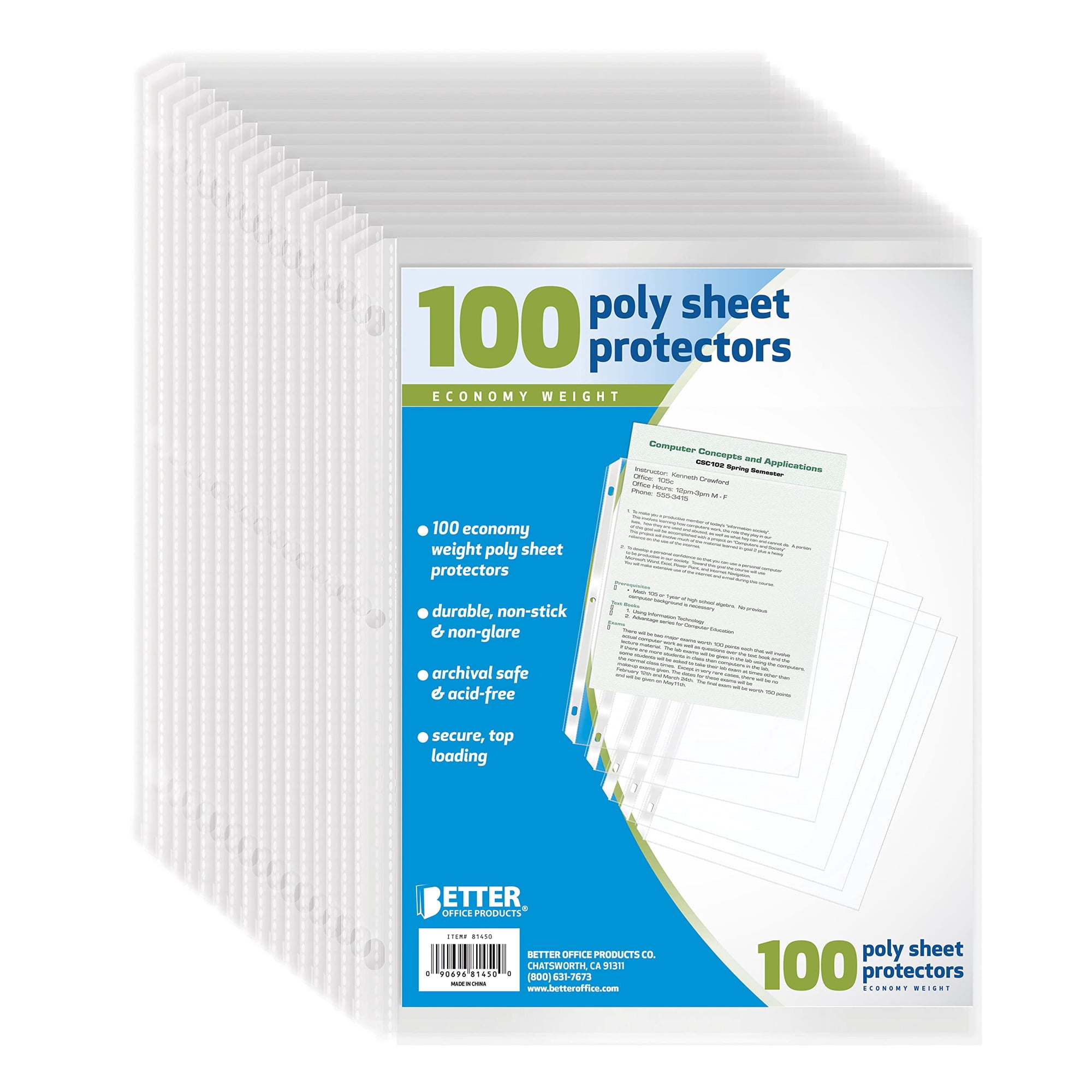 Protectores De Hojas Better Office Products Paquete De 100