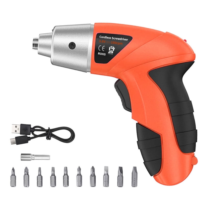 Jenabom - Juego De Mini Destornilladores Eléctricos Naranjas Con 13 Accesorios, Luz Led, Herramienta De Reparación Del Hogar Multifunción Recargable Por Usb, Ideal Para El Mantenimiento Del Hogar
