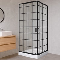 Shower Door Joytek Recto Cuadros Negros 80X80X198Cm Con Receptáculo