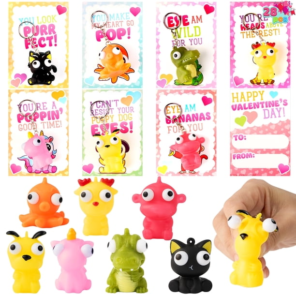 Tarjetas De San Valentín Llaveros Con Forma De Animal Con Forma De Ojos Saltones 28 Unidades