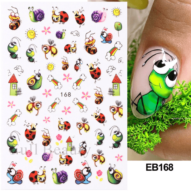 Evil Eye Snake Heart Nail Art Stickers, 3D Self Adhesive Flame Cute Animal Nail Art Decals Nail Decoration Accessories For Nail Art DIY