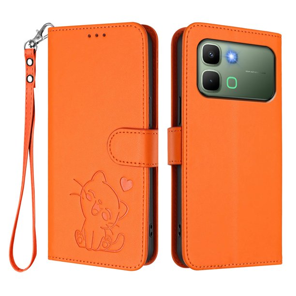 Infinix Note Edge 5G Funda Billetera con Ranuras para Tarjetas, Naranja