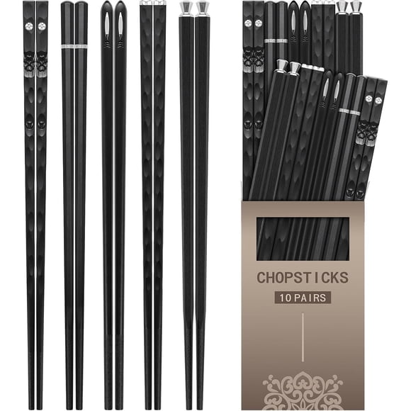 Palillos Chinos HIWARE de Fibra de Vidrio, 10 Pares, 9,5 Pulgadas