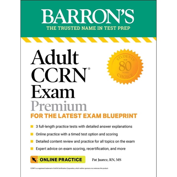 Guía de estudio: examen CCRN para adultos de Barron's Test Prep con 3 exámenes de práctica