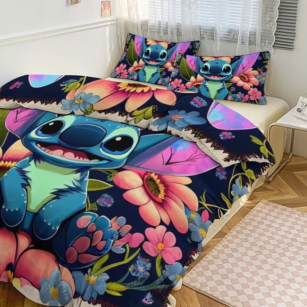 Stitch Print Bedding Set Pattern Duvet Cove Set 3 Pieces 1 Quilt Cover And 2 Pillowcases for Women Men Teens