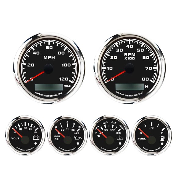 Juego de indicadores MOTOR METER RACING 85 mm/52 mm esfera negra