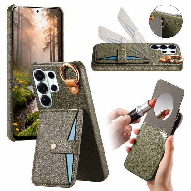 Funda FOXDOCK para Samsung Galaxy S26 Ultra Soporte múltiple, diseño con anillo, función billetera y protección avanzada-verde
