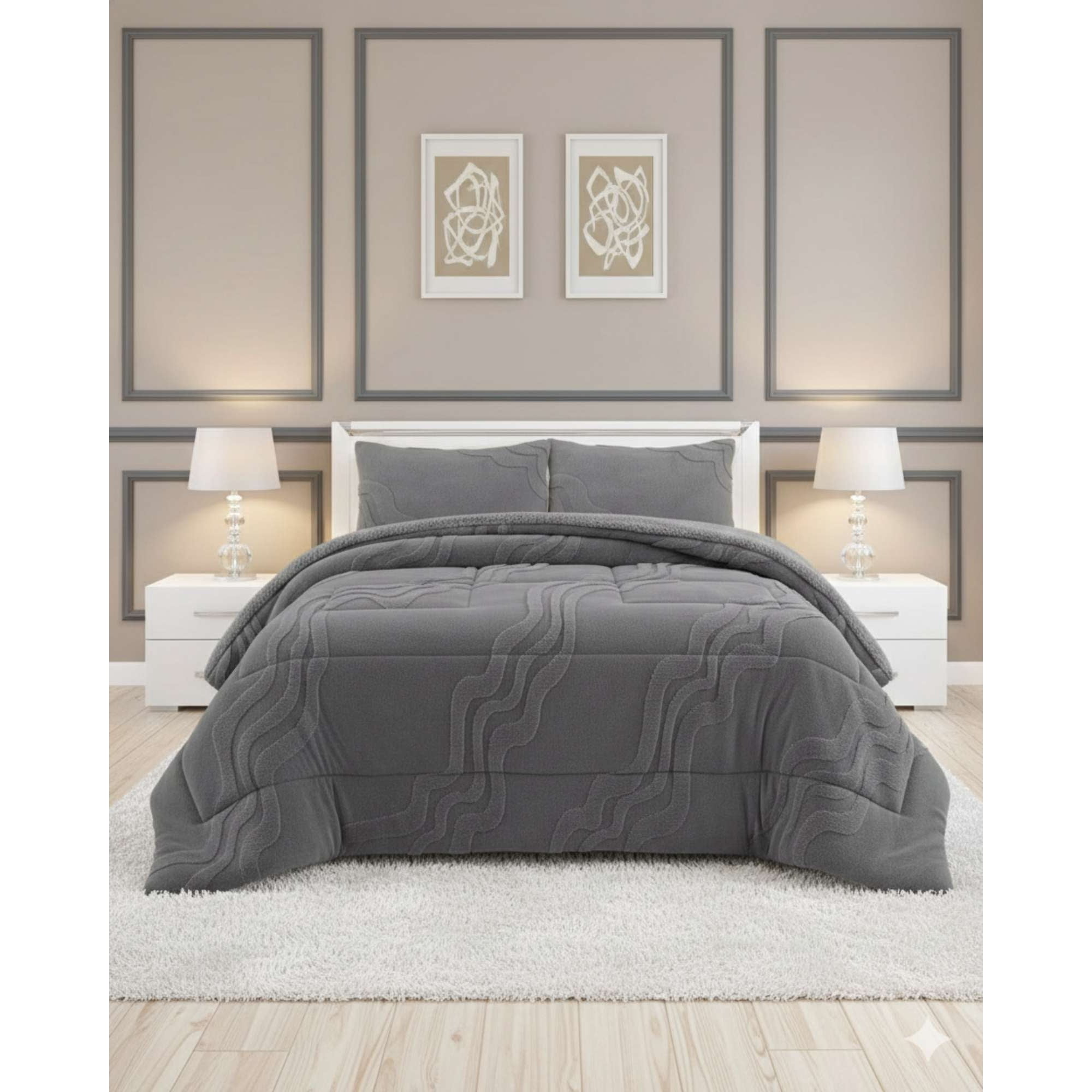 Mylhogar - Chiporro Premiun Cubrecama De Invierno King Gris