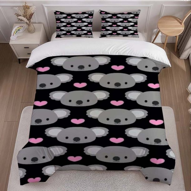 Koala Love Wallpaper Printed Duvet Cover Set Theme Bedding 3pcs Set Duvet Cover Pillowcase Set